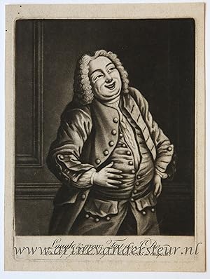 [Satirical print/spotprent] Laugh & grow Fat as I do, original mezzotint, London 1750-1800.