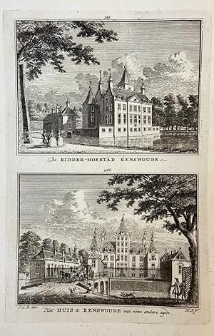 [Antique print] De Ridder-Hofstad Renswoude / Het Huis te Renswoude van eene andere zijde.