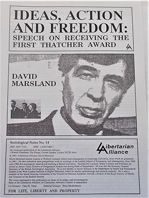 Bild des Verkufers fr Ideas, Action and Freedom: Speech on Receiving the First Thatcher Award (Libertarian Alliance Sociological Notes No. 14) zum Verkauf von Bloomsbury Books