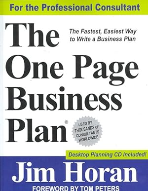 Bild des Verkufers fr One Page Business Plan for the Professional Consultant zum Verkauf von GreatBookPricesUK