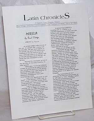 Imagen del vendedor de Latin Chronicles: a report from Chiapas, Mexico Morelia: by Raul Ortega, KPOO-FM, March 20, 1994 a la venta por Bolerium Books Inc.