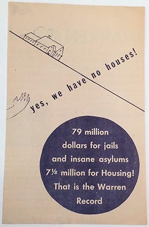 Yes, we have no houses! 79 million dollars for jails and insane asylums, 7 1/2 million for Housin...