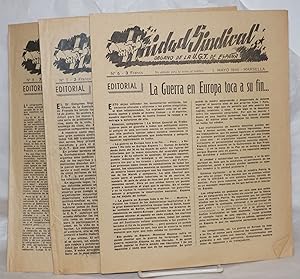 Seller image for Unidad Sindical. Organo de la U.G.T. de Espana. No 6 - 3 Francs. No editado para la venta al publico - 1 Mayo 1945 - Marsella -[with]- No 7 - Junio 1945 -[with]- No 8 - Julio 1945 [3 issues together] for sale by Bolerium Books Inc.