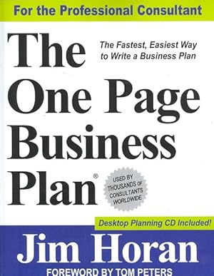 Bild des Verkufers fr One Page Business Plan for the Professional Consultant zum Verkauf von GreatBookPrices
