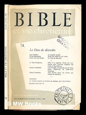 Imagen del vendedor de Bible et vie chrtienne: 74: Le Dieu du dsordre a la venta por MW Books