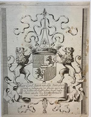 [Coat of Arms Carel v.d. Boetselaer] Familiewapen uit de rand van een 18e eeuwse kaart Carel van ...