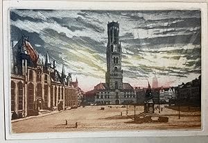 Modern print, etching | Brugge. Groote markt, published 1925, 1 p.