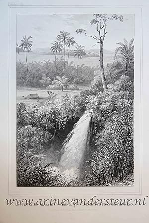 Imagen del vendedor de [Antique lithography] Groote waterval naby Tondano / Cataracte prs de Tondano [set: Gezigten uit Nerlands Indi] a la venta por Antiquariaat Arine van der Steur / ILAB