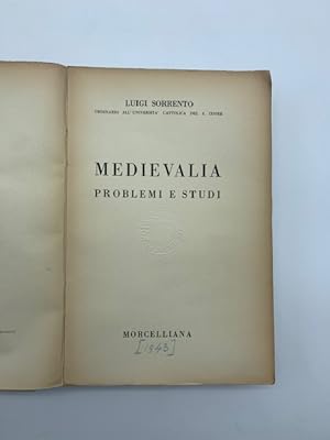 Imagen del vendedor de Medievalia problemi e studi a la venta por Coenobium Libreria antiquaria