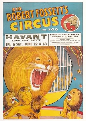 Sir Robert Fossetts Circus Lion Cage Advertising Poster Postcard