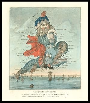 Imagen del vendedor de Geography Bewitched or a droll Caricature Map of England and Wales. a la venta por Daniel Crouch Rare Books Ltd