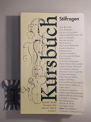 Imagen del vendedor de Kursbuch 142: Stilfragen. a la venta por Druckwaren Antiquariat