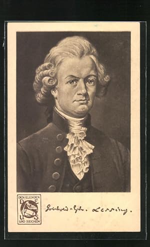 Bild des Verkufers fr Ansichtskarte Portrait Gotthold Ephraim Lessing zum Verkauf von Bartko-Reher