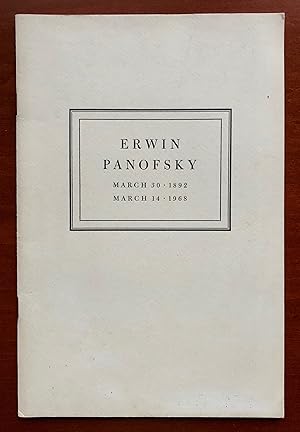 A Commemorative Gathering for Erwin Panofsky at the Institute of Fine Arts, New York University, ...