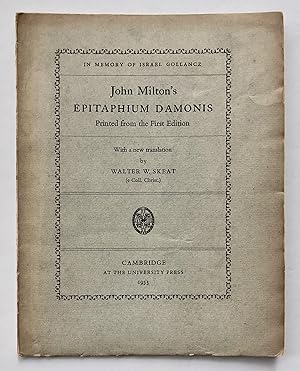 John Milton's Epitaphium Damonis, Printed from the First Edition