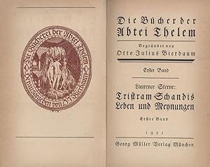 Bild des Verkufers fr Tristram Schandis Leben und Meynungen. bertragen von Johann Joachim Bode. zum Verkauf von Georg Fritsch Antiquariat