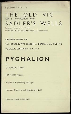 Pygmalion by G. Bernard Shaw: The Old Vic Theatre Programme