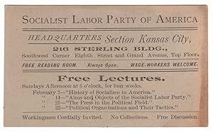 Imagen del vendedor de Advertising Card of the Socialist Labor Party of America a la venta por D. Anthem, Bookseller