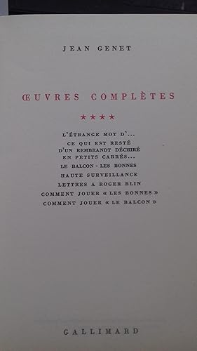 Image du vendeur pour oeuvres compltes tome 4 mis en vente par MBLIVRES