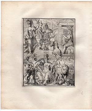 Antique Print-EARTH-CONTINENTS-HYROGLYPHIC-SYMBOL-de Hooghe-1735