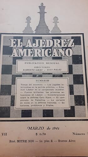 Bild des Verkufers fr El Ajedrez Americano, Nmero 70 - MARZO de 1941, Ao VII zum Verkauf von DEL SUBURBIO  LIBROS- VENTA PARTICULAR