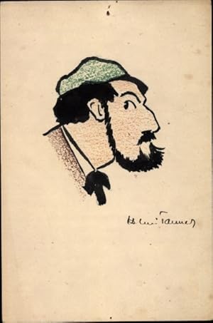 Handgemalt Künstler Ansichtskarte / Postkarte Canson, Lavis B., Portrait von einem bärtigen Mann