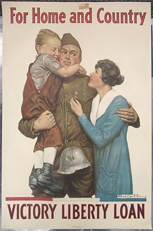 1918 Original World War I Poster "For Home and Country" Alfred Orr
