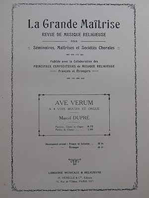 DUPRÉ Marcel Ave Verum Chant Orgue 1938
