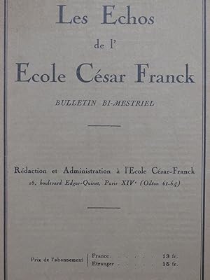 Les Echos de l'Ecole César Franck Février Mars 1938