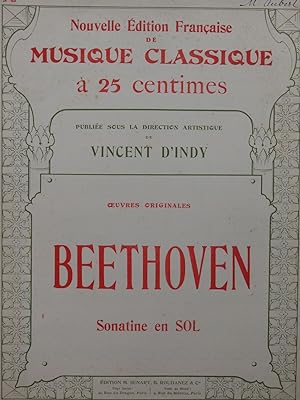 Seller image for BEETHOVEN Sonatine en Sol Piano for sale by partitions-anciennes