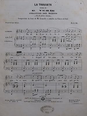 Seller image for VERDI Giuseppe La Traviata Un di felice eterea Chant Piano 1856 for sale by partitions-anciennes