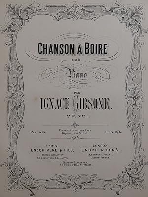 Bild des Verkufers fr GIBSONE Ignace Chanson  Boire Piano ca1880 zum Verkauf von partitions-anciennes