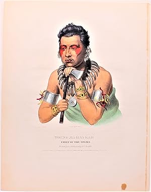 Image du vendeur pour YOUNG MA-HAS-KAH: Chief of the Ioways"--Original Hand-colored Lithograph mis en vente par Tennyson Williams Books and Fine Art