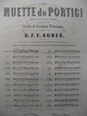 Imagen del vendedor de AUBER D. F. E. La Muette de Portici No 5 Barcarolle Chant Piano ca1865 a la venta por partitions-anciennes