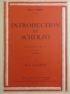 Seller image for CLASSENS Henri Introduction et Scherzo Piano Saxophone for sale by partitions-anciennes