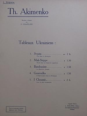 Seller image for AKIMENKO Th. Tableaux Ukrainiens Svyata Piano 1926 for sale by partitions-anciennes