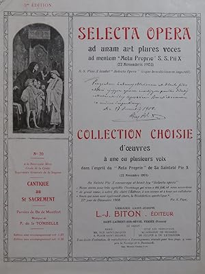 Imagen del vendedor de DE LA TOMBELLE F. Cantique au Saint Sacrement Chant Orgue 1910 a la venta por partitions-anciennes