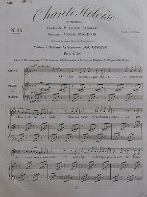 Imagen del vendedor de PANSERON Auguste Chante Hlose Chant Piano ou Harpe ca1820 a la venta por partitions-anciennes