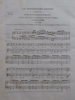 Image du vendeur pour KARR Henry Le Montagnard migr Chant Piano ou Harpe ca1820 mis en vente par partitions-anciennes