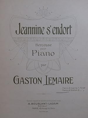 Imagen del vendedor de LEMAIRE Gaston Jeannine s'endort Violon Piano a la venta por partitions-anciennes