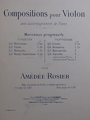 Immagine del venditore per ROSIER Amde Contemplation Violon Piano ca1910 venduto da partitions-anciennes