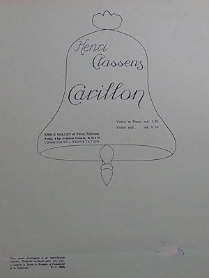 Seller image for CLASSENS Henri Carillon Violon Piano ca1925 for sale by partitions-anciennes