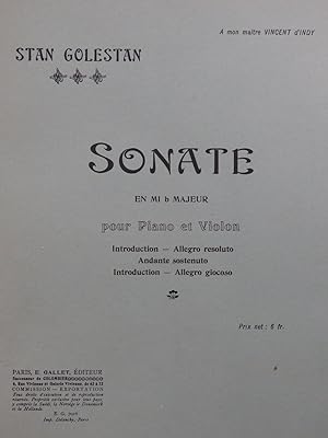 Immagine del venditore per GOLESTAN Stan Sonate Violon Piano 1931 venduto da partitions-anciennes