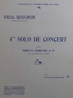 ROUGNON Paul Solo de Concert No 4 Trompette Piano 1939