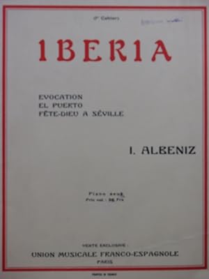 Seller image for ALBENIZ Isaac Iberia Cahier No 1 Piano for sale by partitions-anciennes