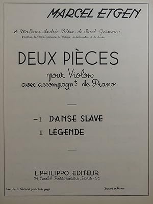 Seller image for ETGEN Marcel Danse Slave Violon Piano for sale by partitions-anciennes