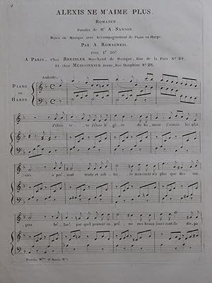 Bild des Verkufers fr ROMAGNESI Antoine Alexis ne m'aime plus Chant Piano ou Harpe ca1820 zum Verkauf von partitions-anciennes