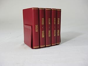 Set of five Miniature Books. SPANISH-ENGLISH, ITALIAN-ENGLISH, GERMAN-ENGLISH, FRENCH-ENGLISH, EN...