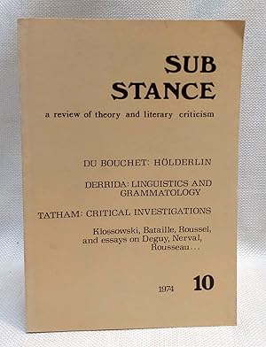 Image du vendeur pour Sub-stance: A Review of Theory and Literary Criticism [Substance] mis en vente par Book House in Dinkytown, IOBA