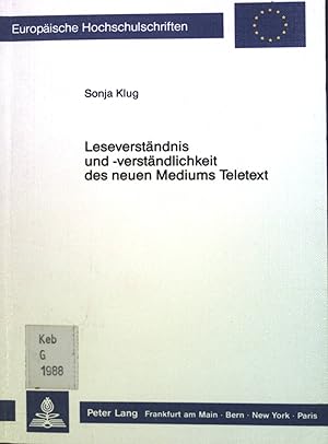 Bild des Verkufers fr Leseverstndnis und -verstndlichkeit des neuen Mediums Teletext : e. Unters. mit Deutschlernenden auf d. Grundlage e. sprachwiss. Lesetheorie. Europische Hochschulschriften / Reihe 21 / Linguistik ; Bd. 68 zum Verkauf von books4less (Versandantiquariat Petra Gros GmbH & Co. KG)